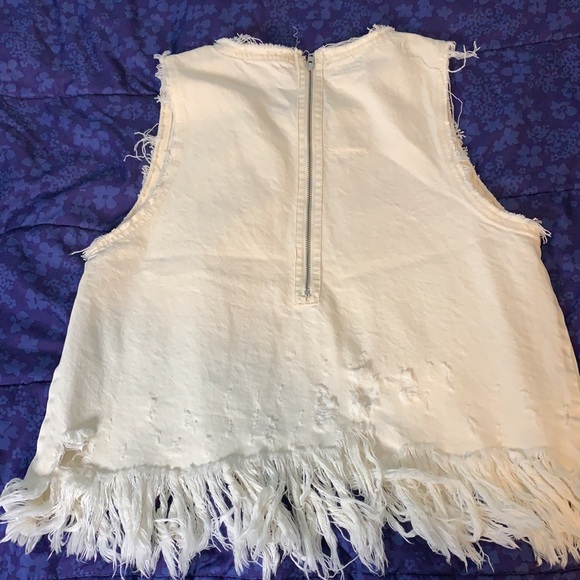 Zara trafaluc size small ivory zip back fringe cute! - Picture 2 of 5